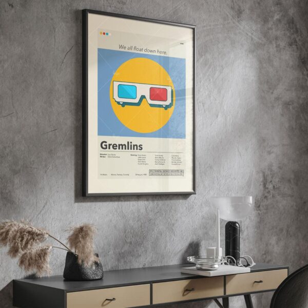 Gremlins movie poster with 20th century modern design elements