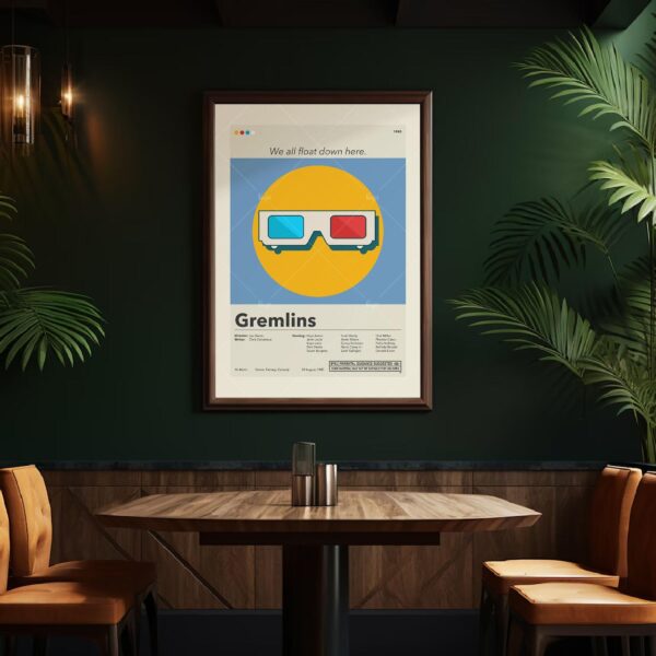 Gremlins movie poster with 20th century modern design elements