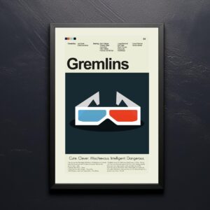 Large mid-century modern Gremlins movie poster art print