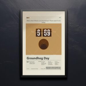 Mid-century modern Groundhog Day movie poster print with retro design
