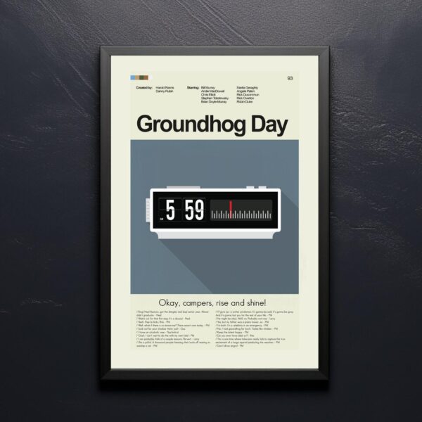 Vintage mid-century modern Groundhog Day movie poster design