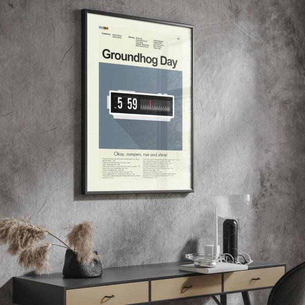 Vintage mid-century modern Groundhog Day movie poster design