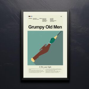 Grumpy Old Men movie poster with mid-century modern house illustration