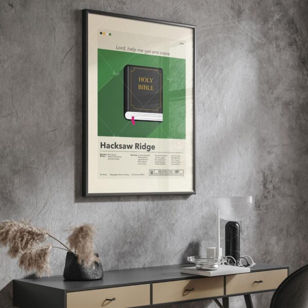 Mid-century modern poster art of Hacksaw Ridge movie poster