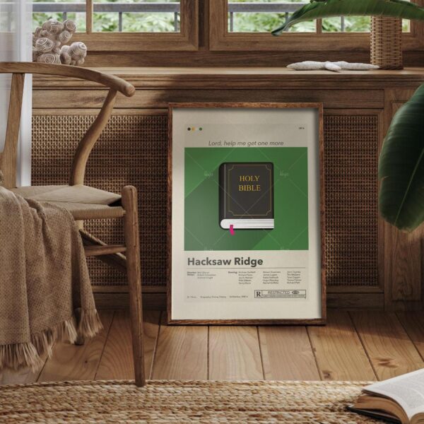 Mid-century modern poster art of Hacksaw Ridge movie poster