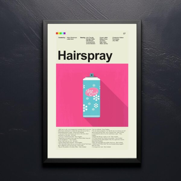 Vintage mid-century modern Hairspray movie poster artwork