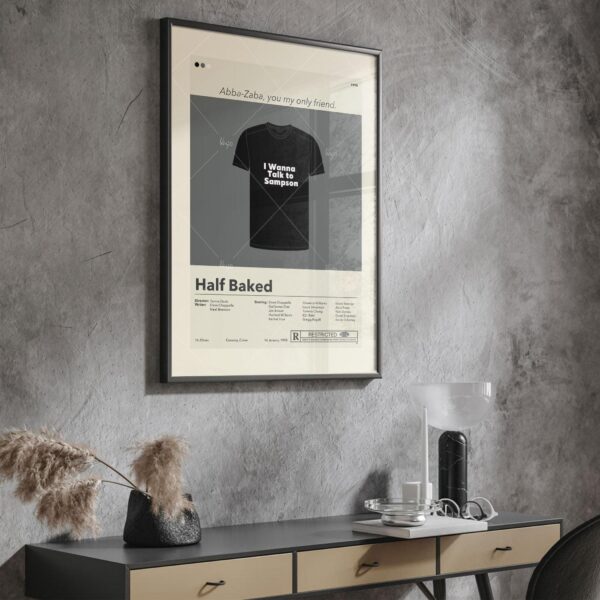 Mid-century modern Half Baked movie poster with 20th century art style
