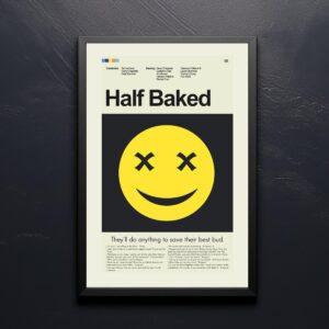 Half Baked movie poster in mid-century modern graphic design style
