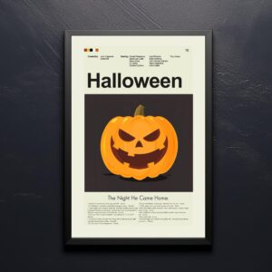 Mid-century modern Halloween movie poster art with vintage style design