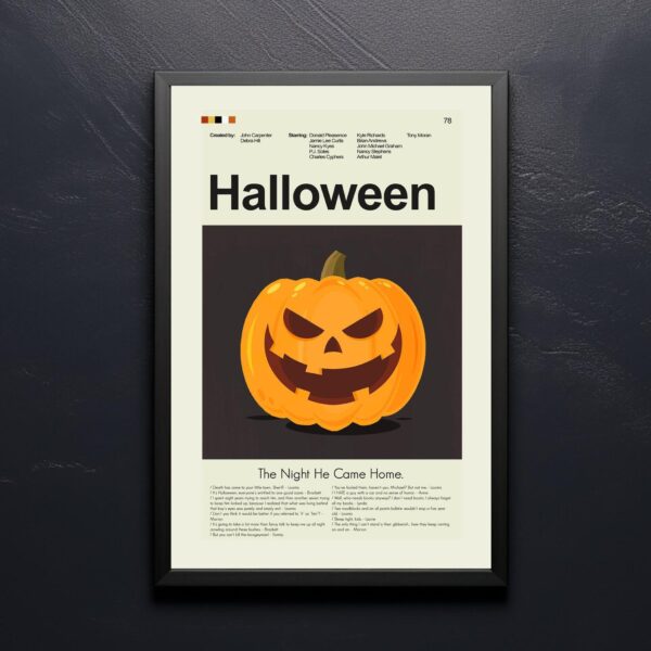 Mid-century modern Halloween movie poster art with vintage style design