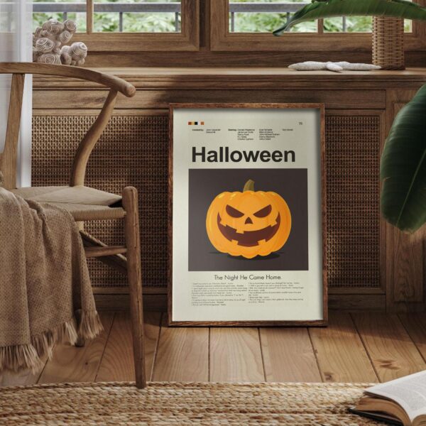 Mid-century modern Halloween movie poster art with vintage style design