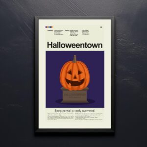 Mid-century modern Halloweentown movie vintage style poster