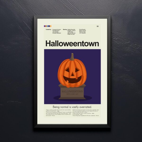 Mid-century modern Halloweentown movie vintage style poster