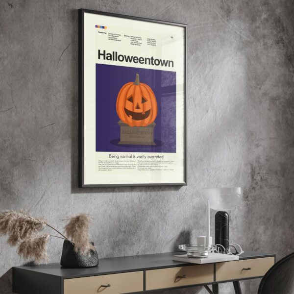 Mid-century modern Halloweentown movie vintage style poster