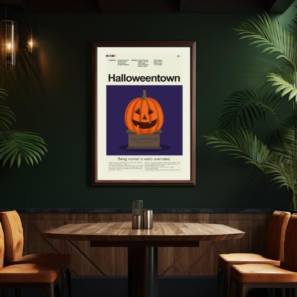 Mid-century modern Halloweentown movie vintage style poster