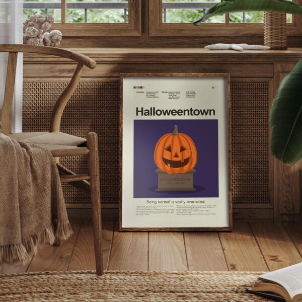 Mid-century modern Halloweentown movie vintage style poster