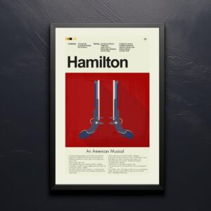Mid-century modern Hamilton movie poster with graphic design elements