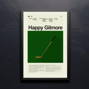 Happy Gilmore movie poster in mid-century modern graphic design style