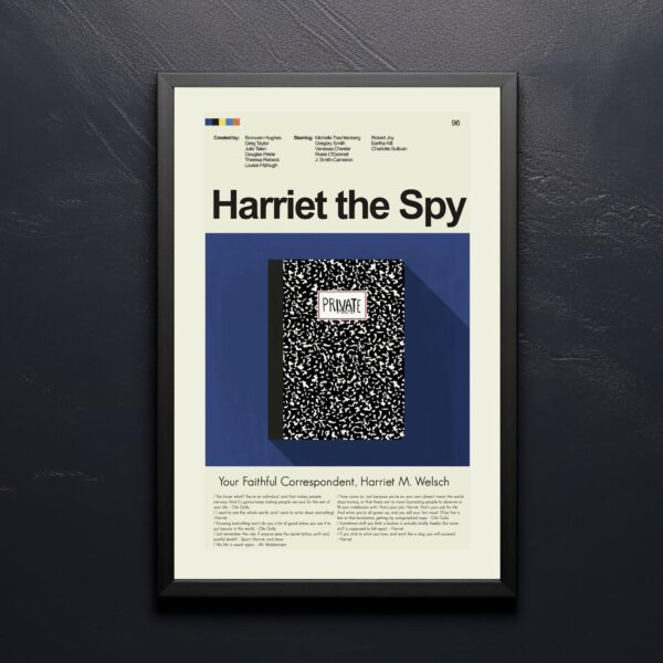 Mid-century modern style poster of Harriet the Spy movie artwork