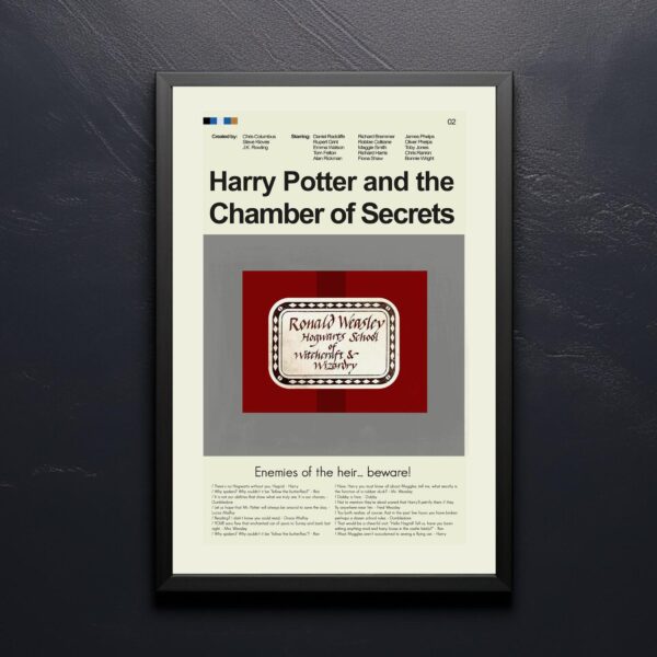 Large mid-century modern poster of Harry Potter and the Chamber of Secrets movie