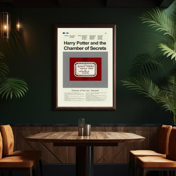 Large mid-century modern poster of Harry Potter and the Chamber of Secrets movie