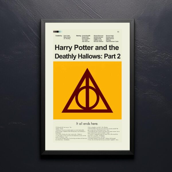 Harry Potter and the Deathly Hallows Part 2 mid-century modern movie poster