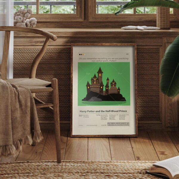 Vintage mid-century style Harry Potter Half-Blood Prince movie poster
