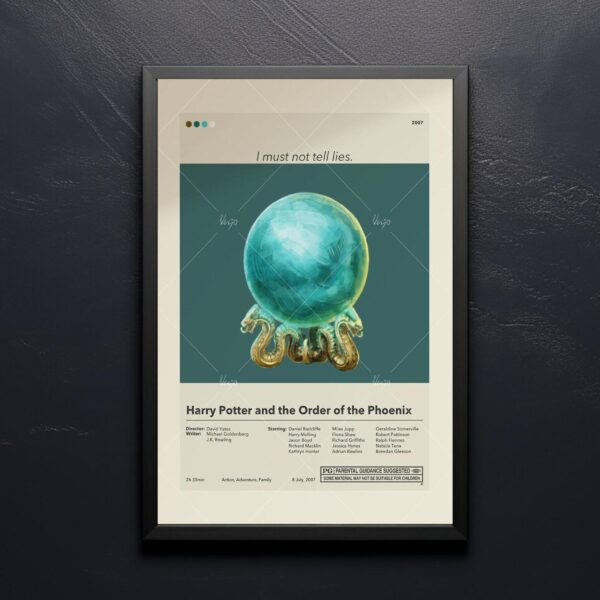 Mid-century modern style Harry Potter and the Order of the Phoenix movie poster art