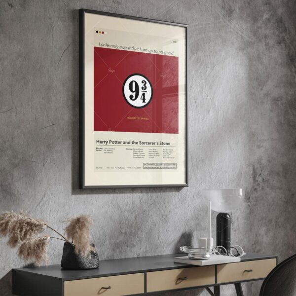 Large mid-century modern Harry Potter and the Philosopher's Stone movie poster