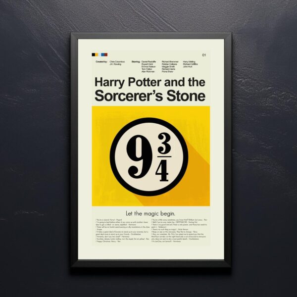 Mid-century modern style Harry Potter and the Philosopher's Stone movie poster art