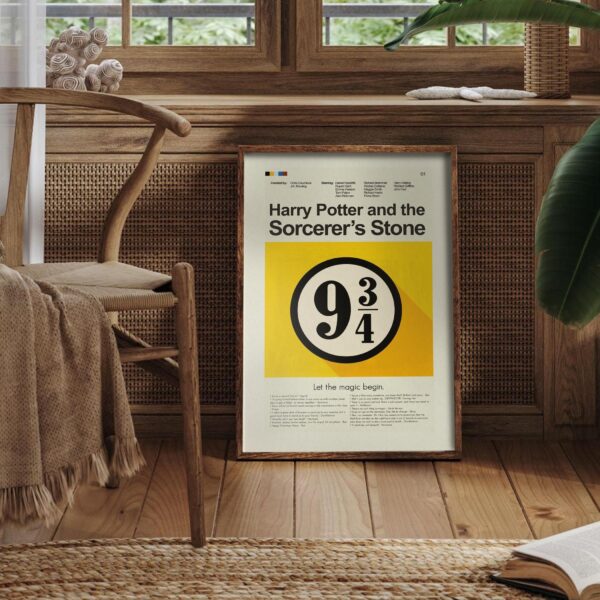 Mid-century modern style Harry Potter and the Philosopher's Stone movie poster art