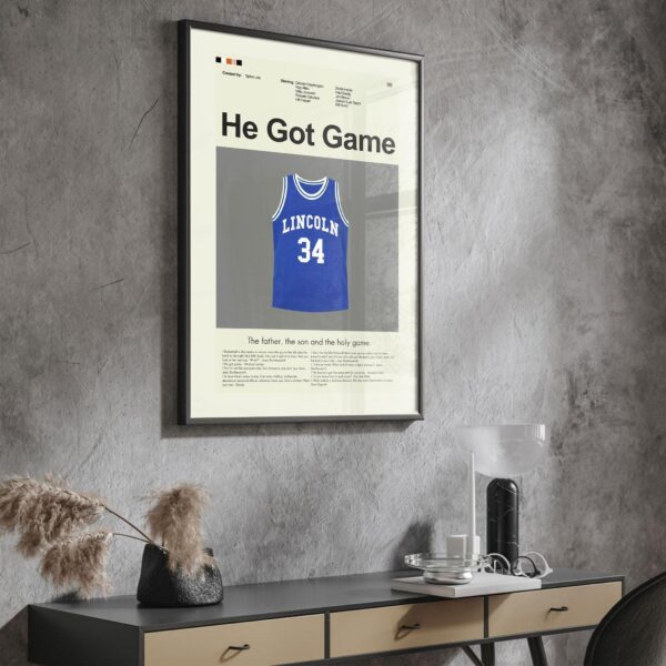Mid-century modern graphic design poster of He Got Game movie