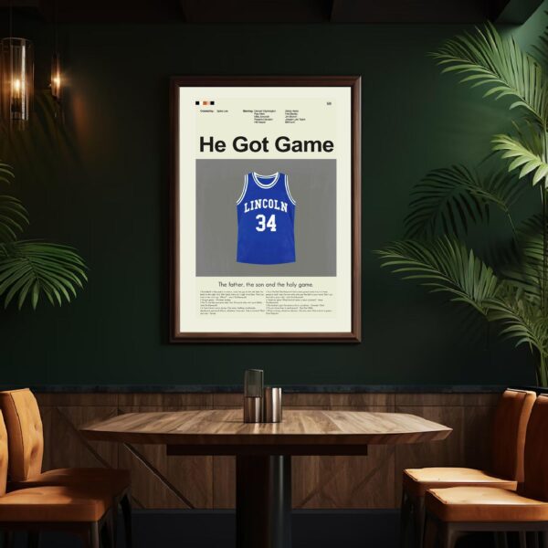 Mid-century modern graphic design poster of He Got Game movie