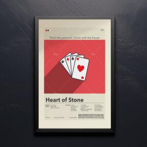 Mid-century modern Heart of Stone movie wall poster with retro design