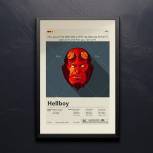 Large mid century modern Hellboy movie poster with retro design