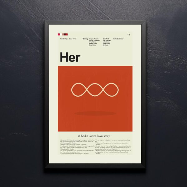 Mid-century modern Her Movie advertising poster with vintage design