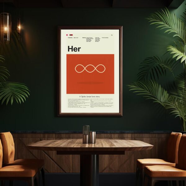 Mid-century modern Her Movie advertising poster with vintage design