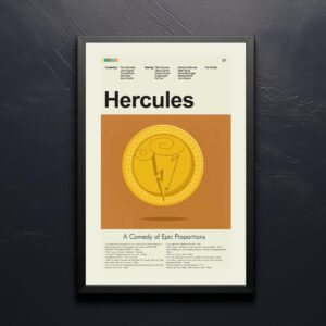 Large mid-century modern Hercules movie poster with classic vintage design