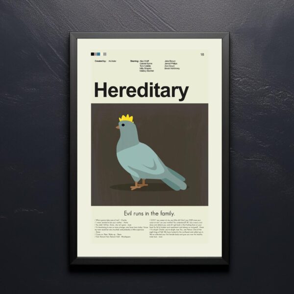 Mid-century modern Hereditary movie poster print with vintage design