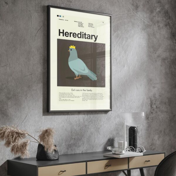 Mid-century modern Hereditary movie poster print with vintage design