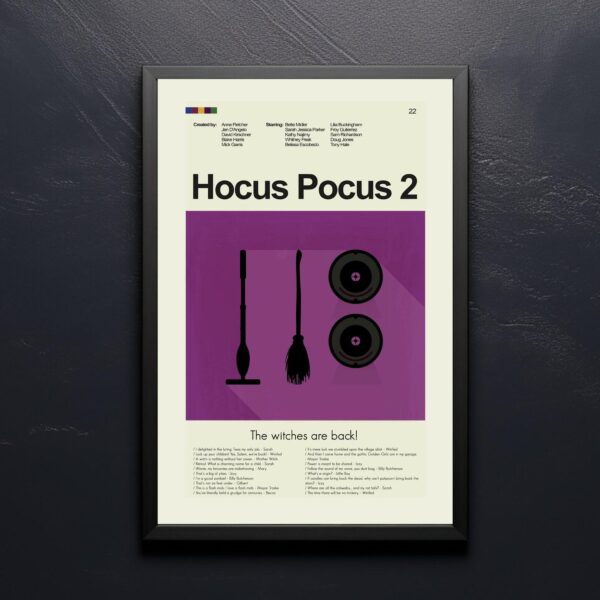 Mid-century modern style Hocus Pocus 2 movie poster with 20th century design