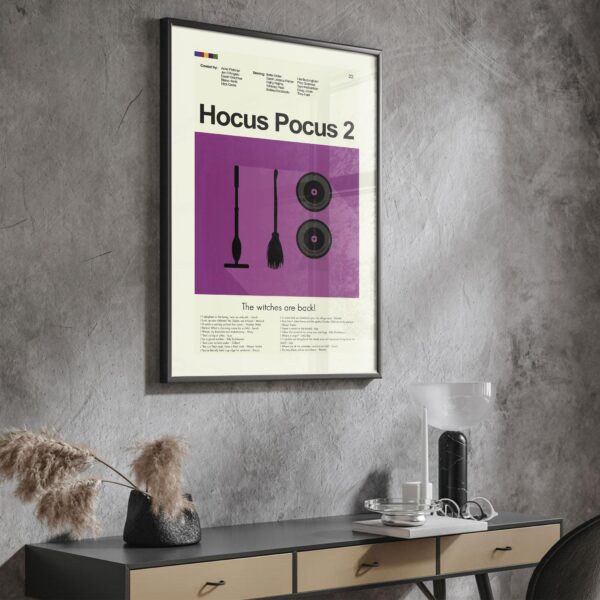 Mid-century modern style Hocus Pocus 2 movie poster with 20th century design
