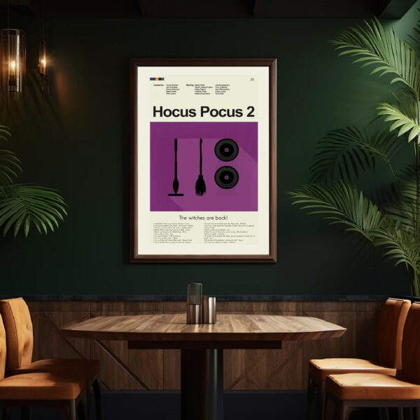 Mid-century modern style Hocus Pocus 2 movie poster with 20th century design