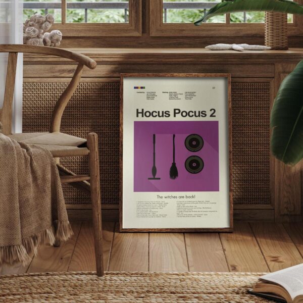 Mid-century modern style Hocus Pocus 2 movie poster with 20th century design