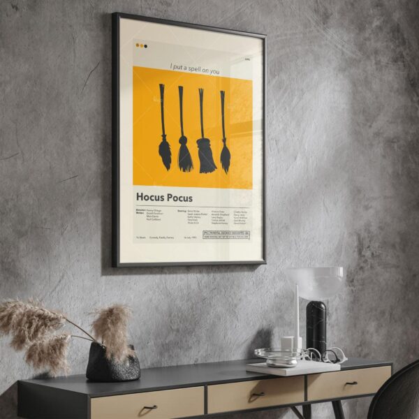 Large mid-century modern Hocus Pocus movie poster with vintage design