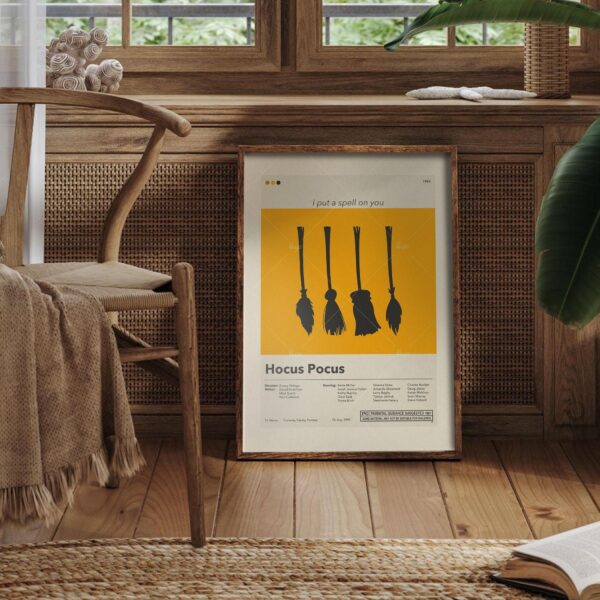 Large mid-century modern Hocus Pocus movie poster with vintage design