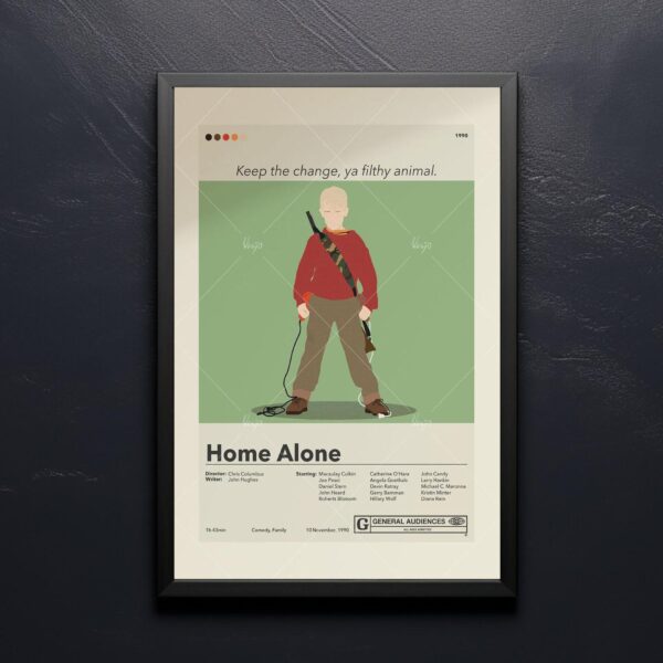 Mid-century modern style Home Alone 4 vintage movie poster