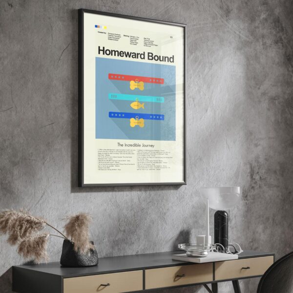 Mid-century modern poster of Homeward Bound: The Incredible Journey movie art