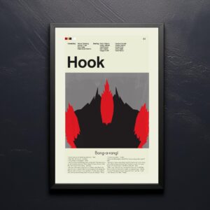 Mid-century modern style poster featuring Hook movie and furniture design