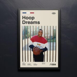 Hoop Dreams movie poster - mid-century retro artwork
